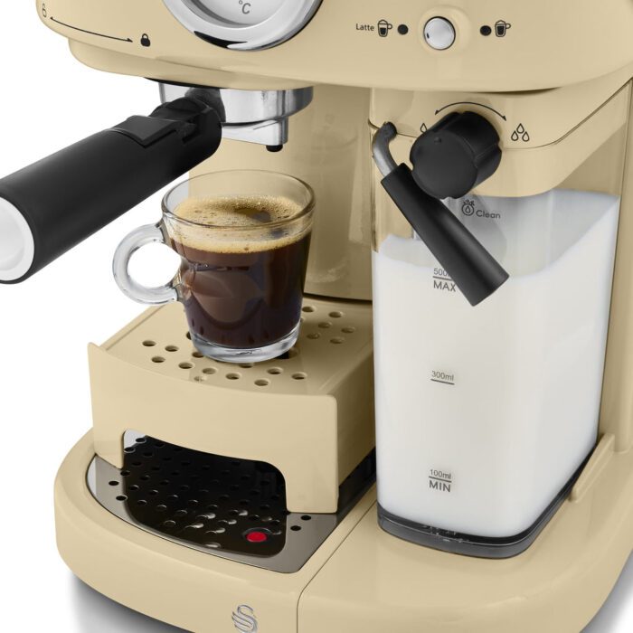 Swan Retro Tek Dokunus Espresso Makinesi SK22150CN Krem 5 -