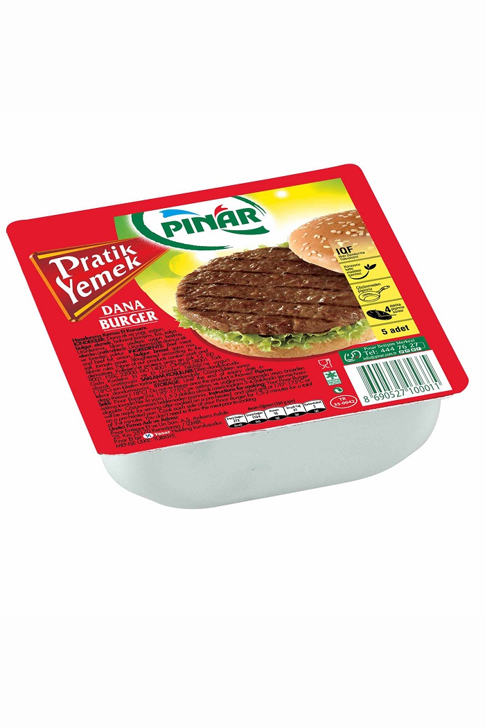 Pınar Pratik Yemek Hazırlanmış Kırmızı Et Karışımı Dana Burger 5 Adet 225 gr