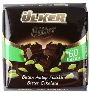 Ülker Çikolata Bitter Fıstıklı Kare 60 Gr
