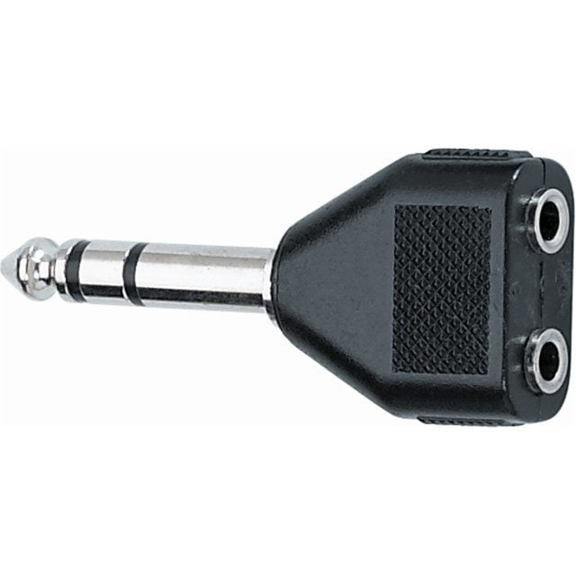 AD23 Adaptor - Stereo 6.3mm jack plug to 2 stereo 3.5mm jack sockets