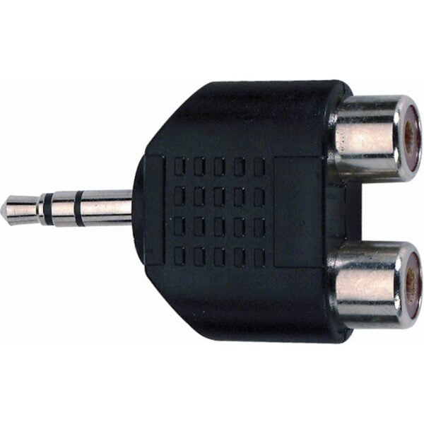 D273 Adaptor - Stereo 3.5Mm Jack Plug To 2 Rca Phono Sockets