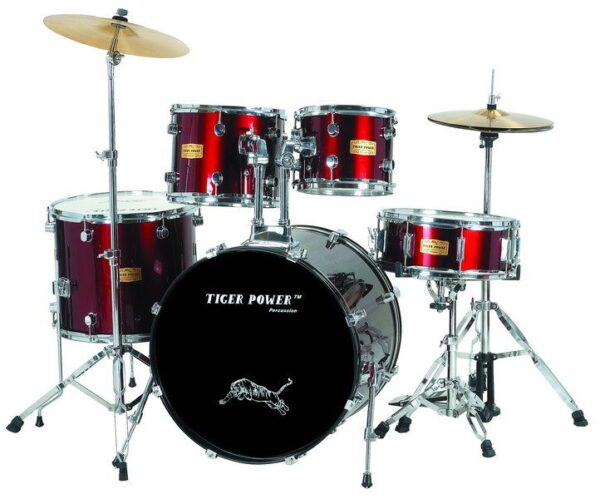 Tiger Power Drum Set - 5 Drums + 2 Cymbals &Amp;Amp; Throne