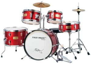 Tiger Power Junior Drum Set - 5 Drums + 2 Cymbals &Amp; Throne