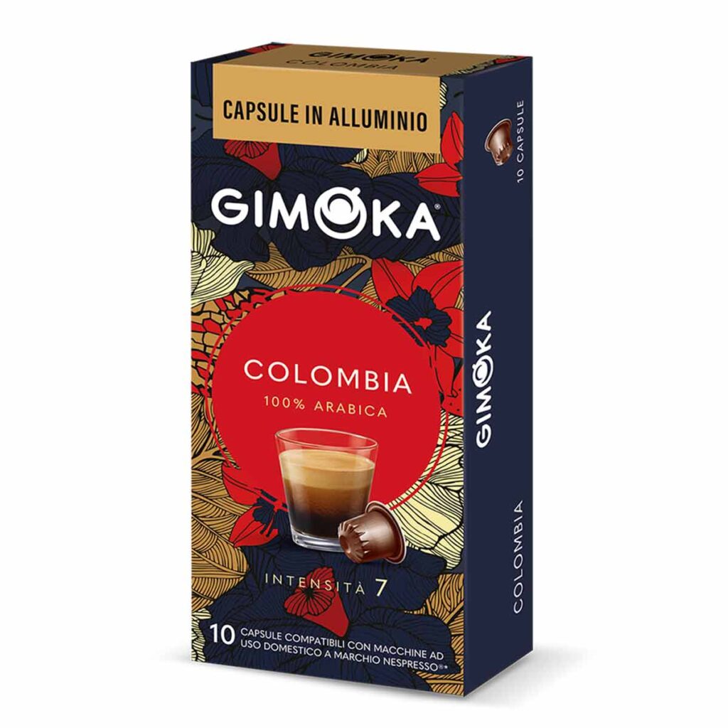 Gimoka - İtaly: Nespresso uyumlu ALUMINYUM kapsül kahve - COLOMBIA  (Yoğunluk 7 - 100% Arabica)