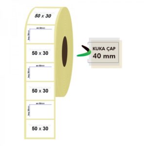 Rulo Kağit Termal Eti̇ket 50Mm X 30Mm 1500 Adet