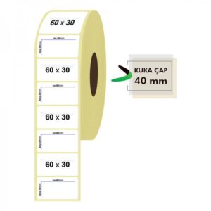 Rulo Kağit Termal Eti̇ket 60Mm X 30Mm 1500 Adet
