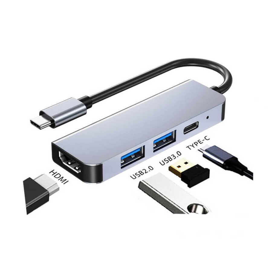 ADAPTOR 4in1 BYL-2011 USB-C TO HDMI+USB3.0+USB2.0+PD