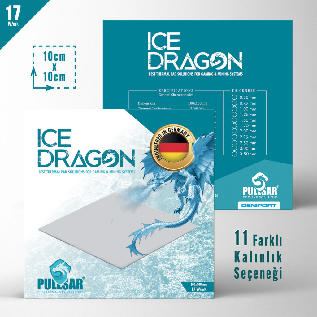 AKSESUAR ICE DRAGON THERMAL PAD 17W/MK 1.0 mm KALINLIK 100X100MM