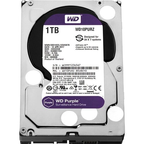 HDD WD 3.5" 1TB WD10PURZ PURPLE 64MB 7/24