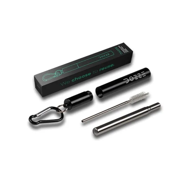 DOZZE Kılıflı Katlanabilir Pipet, Obsidiyen Siyah