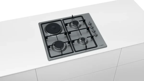 Bosch 3 Gaz 1 Elektrik Çelik Kendinden Çakmaklı Ve Gaz Emniyetli Gaz Ocağı - Görsel 2