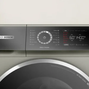 Bosch Seri 8 çamaşır makinesi, ön yüklemeli tam boy 9 kg 1400 devir, Gümüş inox WGB2440XME