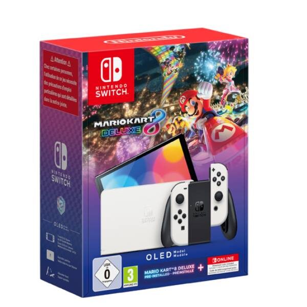 NINTENDO Switch Oled Konsolu Mario Kart 8 Deluxe ve 12 Aylık Üyelik Çevrimiçi - KKTC Bi Sipariş - Teknoloji>Bilgisayar Parçaları>Oyun Konsolu ve Aksesuarları>Konsol