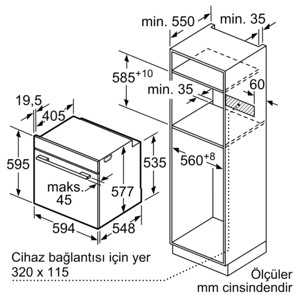Bosch Serie 8 Ankastre Fırın 60 X 60 Cm Siyah Hbg7341B1 - Görsel 3
