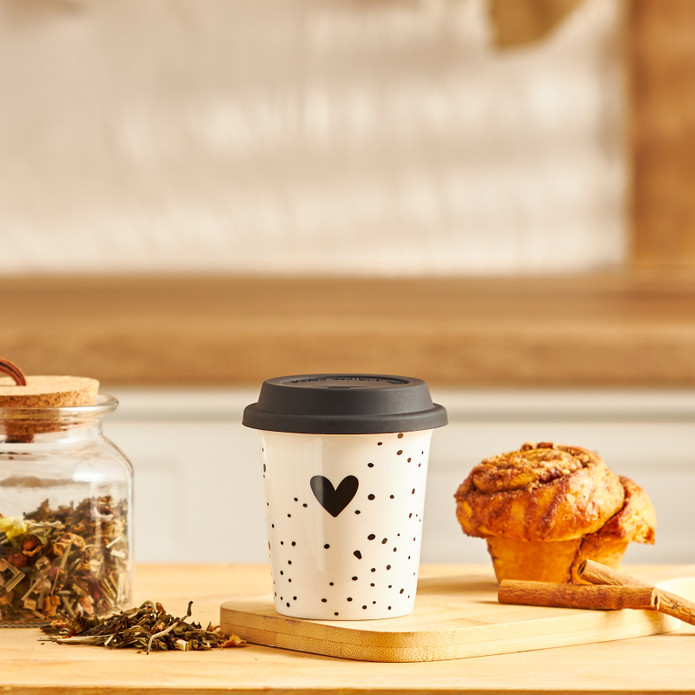 Amore Silikon Kapaklı Mug 300 ml Siyah