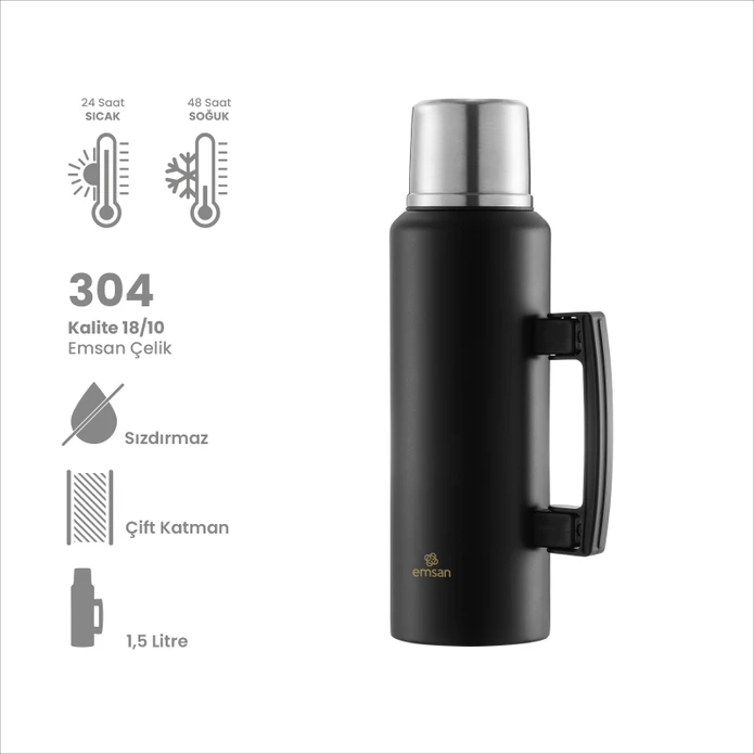 Camper Siyah Termos 1.5 Lt