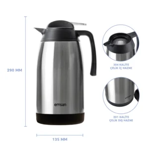 New Vega Çelik Termos Inox 2 Litre