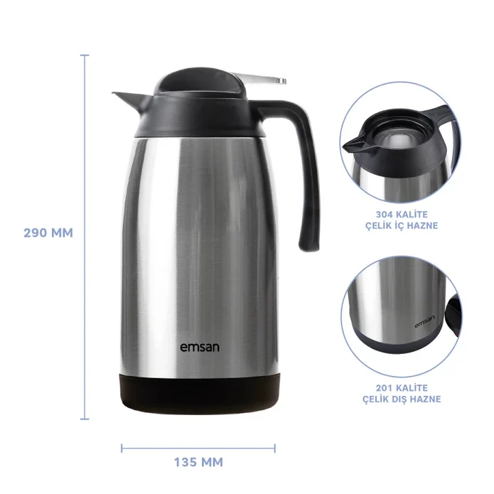 New Vega Çelik Termos Inox 2 Litre