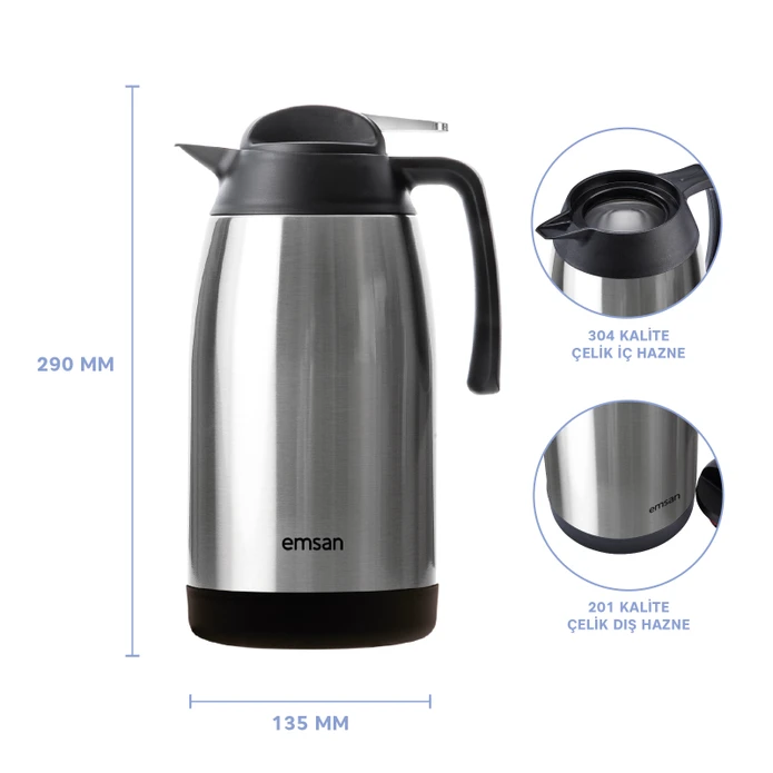New Vega Çelik Termos Inox 2 Litre