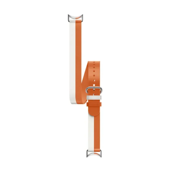 Xiaomi Smart Band 8/9 Çift Renk Deri Kayış Beyaz &Amp; Turuncu - Görsel 2