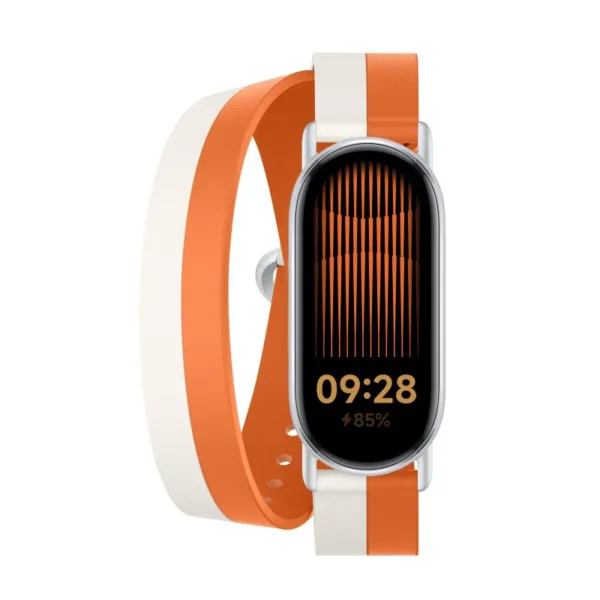 Xiaomi Smart Band 8/9 Çift Renk Deri Kayış Beyaz &Amp; Turuncu - Görsel 3