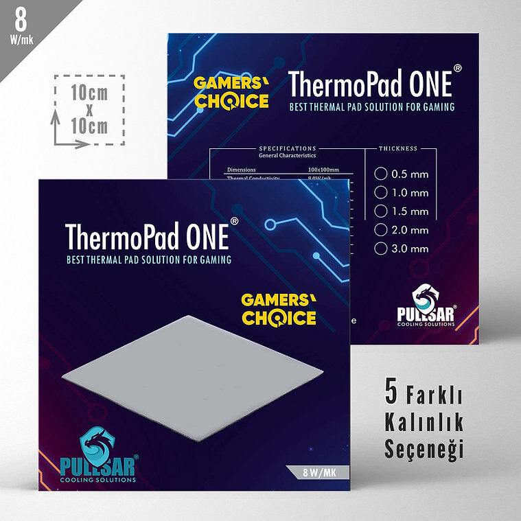 Aksesuar Thermopad Thermal Pad 8.0W/Mk 0.5 Mm Kalinlik 100X100Mm