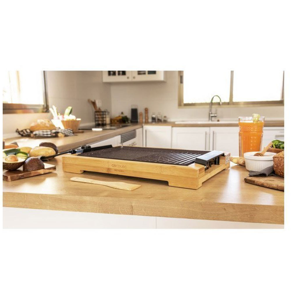 Cecotec Tasty &Amp;Amp; Grill 2000 Bambu Mixstone 03091 Kahverengi/Gümüş Mangal Grill Cecotec Tasty &Amp;Amp; Grill 2000 Bambu Mixstone 03091 Kahverengi/Gümüş Mangal Grill