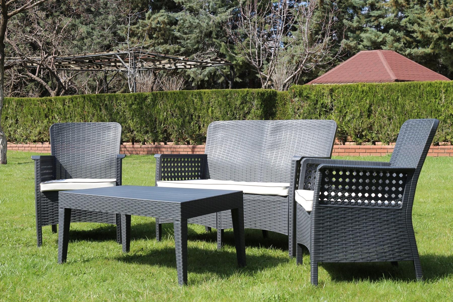 Florida İkili Antrasit Set, Minderli, 2+1+1+S