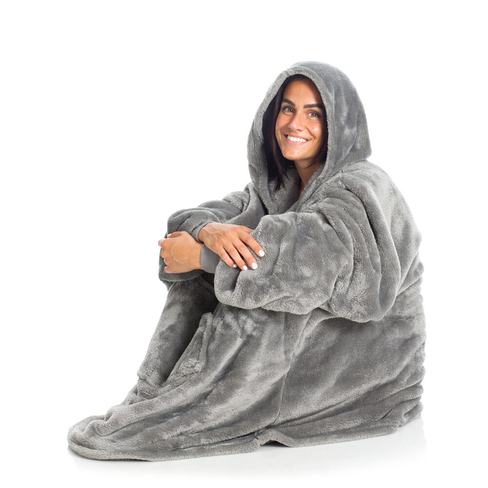 KANGURU Fluffi Loft 1305 Gri Renkli Kollu Battaniye 90x95 cm