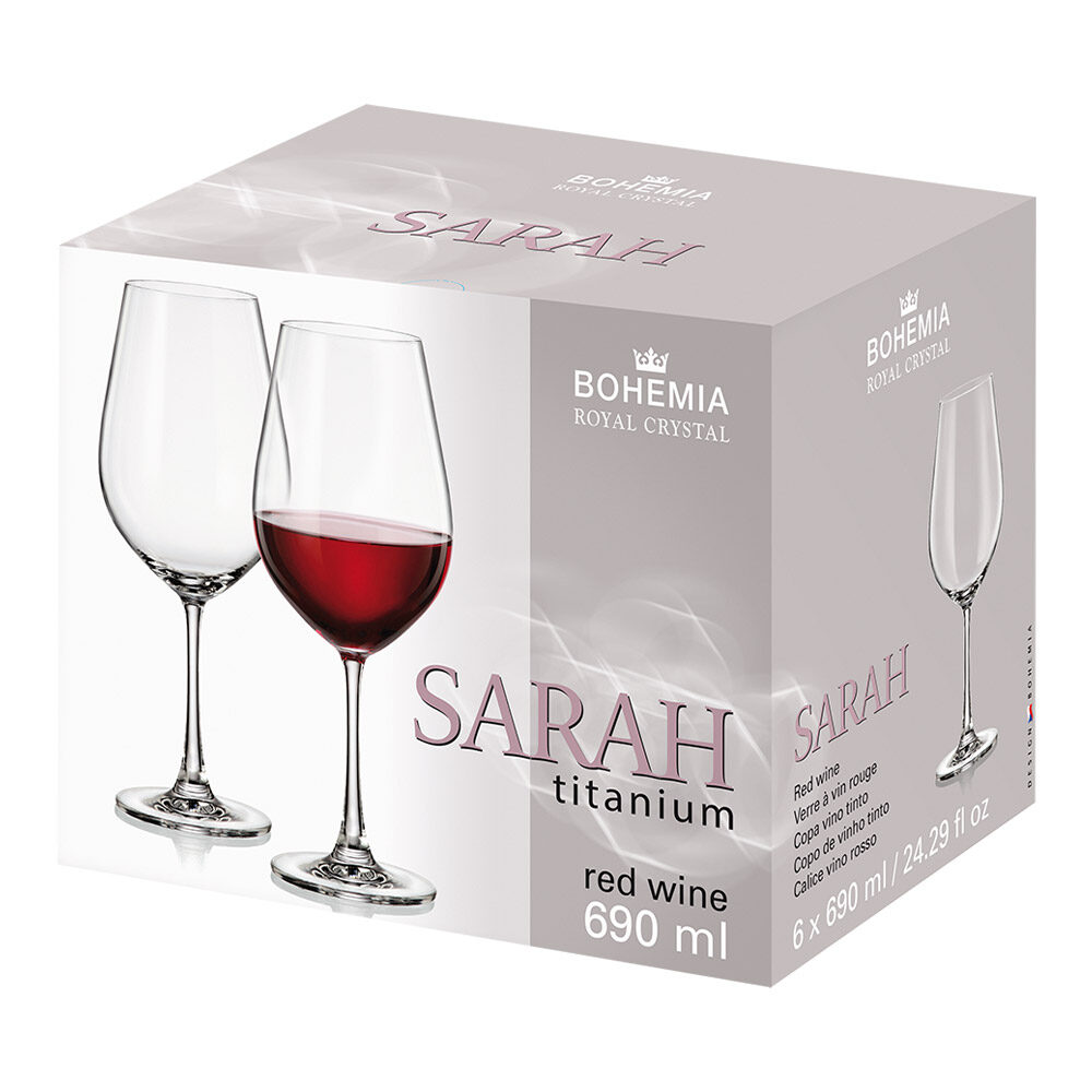 Kristal Şarap Bardağı ROYAL CRYSTAL Bohemia Sarah Titanyum (6'lı Set) 1SG92