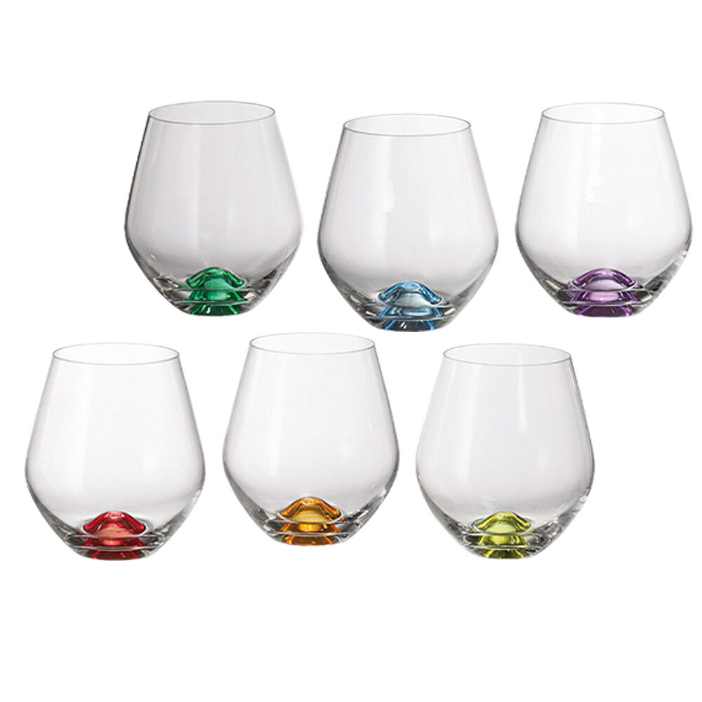 Kristal Su Bardağı KRALLIK KRISTAL Bohemya Tori Renkli (6 parça takım) 26911 şeffaf