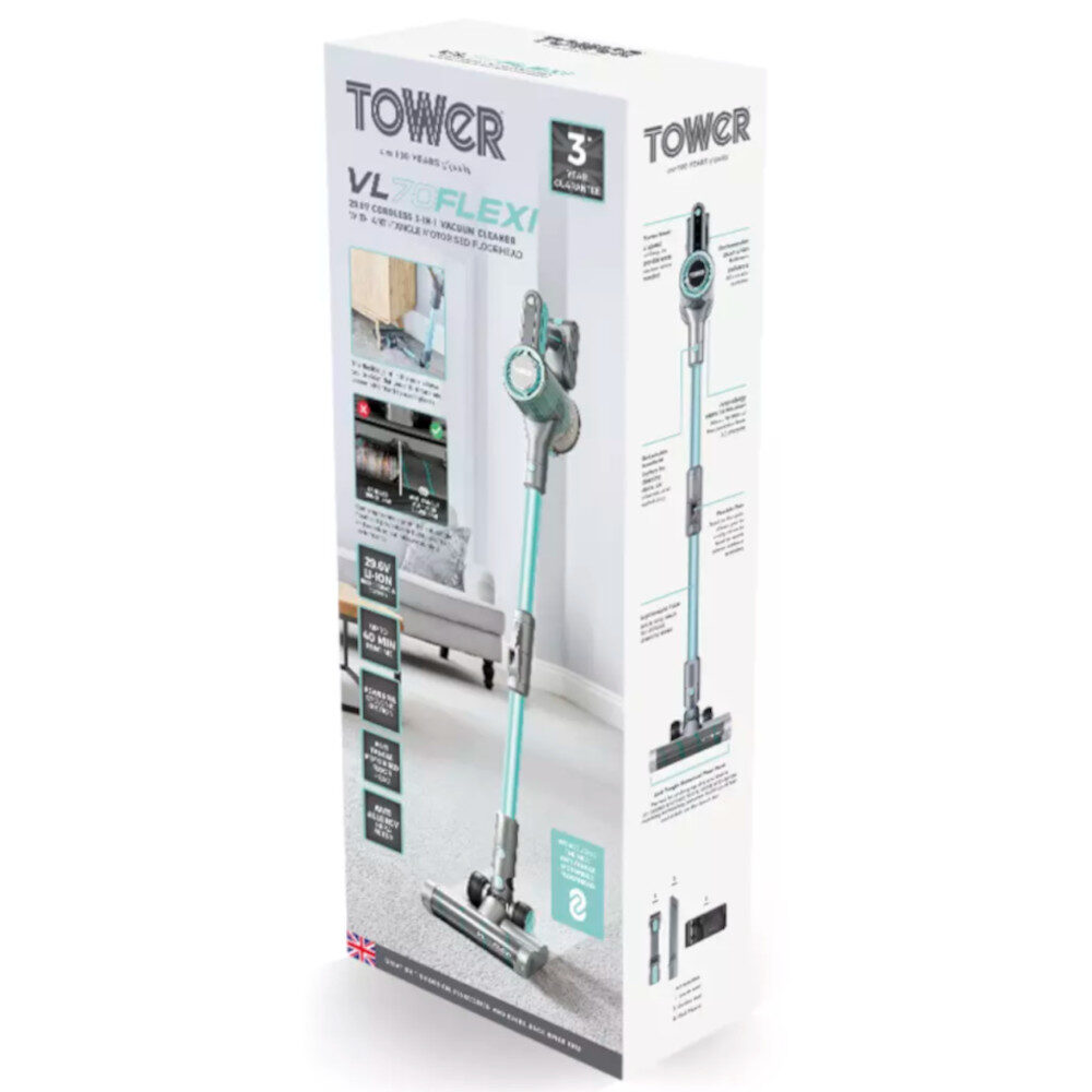 Şarj Edilebilir Sopa &Amp; El Tipi Elektrikli Süpürge Tower 3-In-1 Vl70 Flexi T513011 Aqua