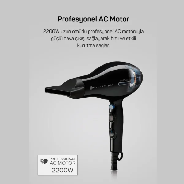 Ar5004 Arzum Belli̇ssi̇ma Profesyonel Saç Kurutma Maki̇nesi̇ - Si̇yah (Parlak) - Görsel 3