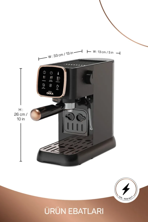 Okka Espresso Solo Yarı Otomatik Espresso Makinesi - Si̇yah - Görsel 5