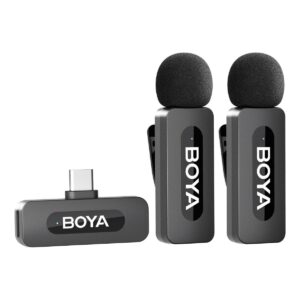 BOYA BY-V20 USB-C Bağlantılı Akıllı Telefonlar için Çift Kablosuz Mikrofon