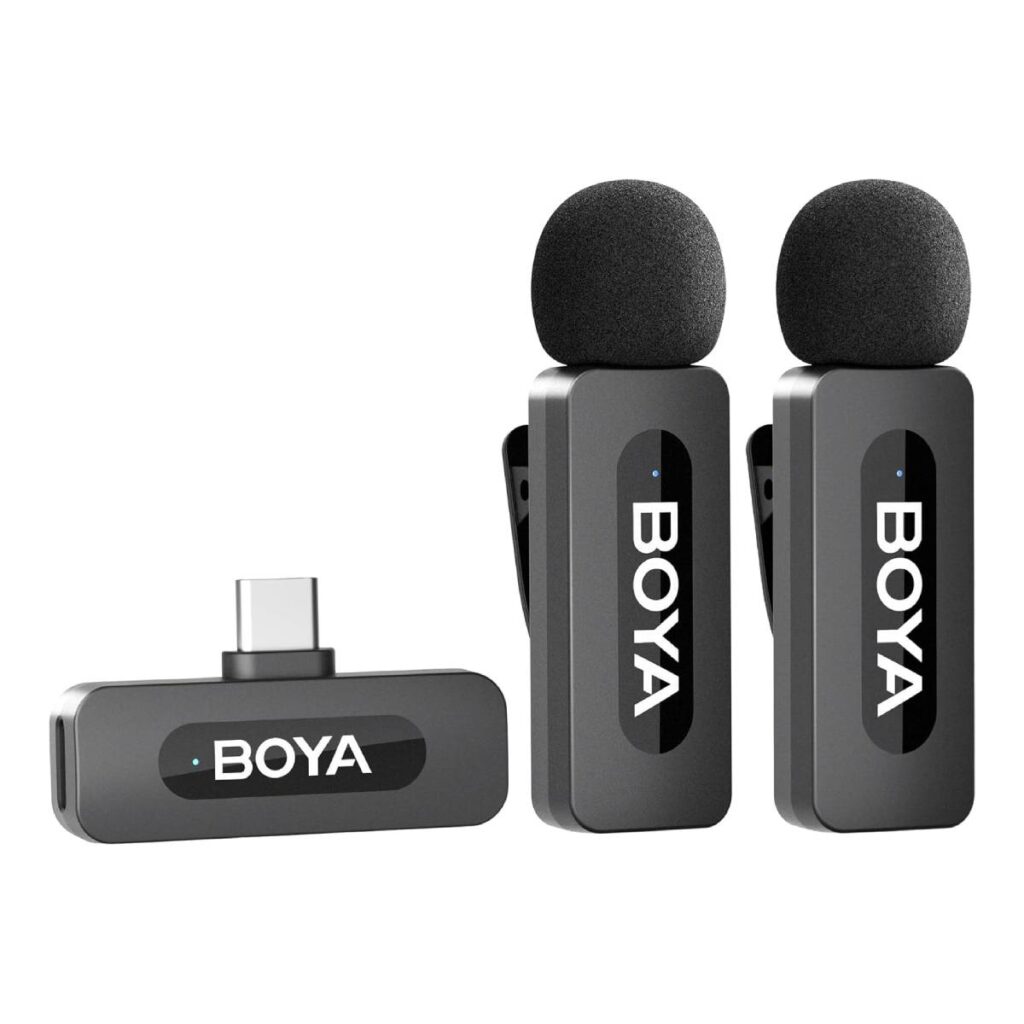 BOYA BY-V20 USB-C Bağlantılı Akıllı Telefonlar için Çift Kablosuz Mikrofon
