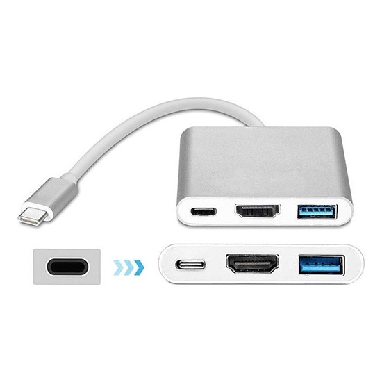 Adaptor Type-C 3.1 To 1 Port Usb 3.0 + 1 Port Type-C + Hdmi Al-4962 KKTC