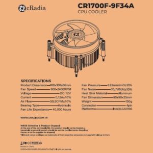 Cradia Cr-1700F-9F34A Lga 1700 Kit Destekli