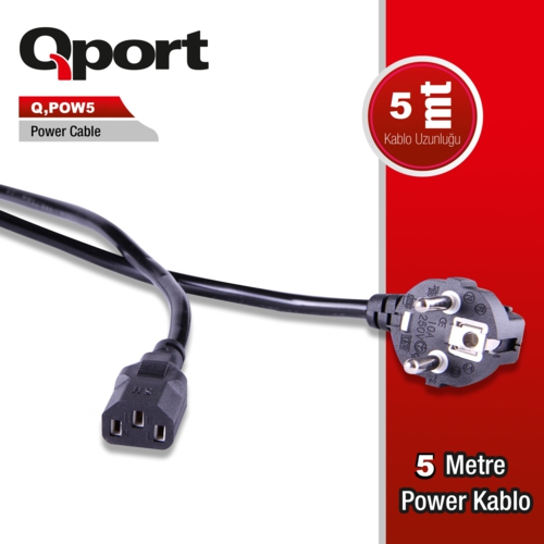 Kablo Qport Q-Pow5 5Mt Pc Power Kablosu KKTC