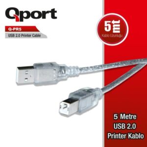 Kablo Qport Q-Pr5 Usb 2.0 5Mt Yazici Kablosu KKTC