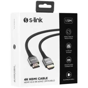 Kablo S-Link Slx-Hd4K015 Hdmi 1.5Mt Metal V2.0 4K(4096*2160)60Hz KKTC