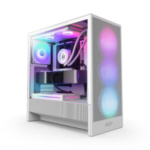 Kasa Nzxt H5 Flow(2024) White Rgb Tempered Glass Usb 3.2 Atx Mid Tower KKTC