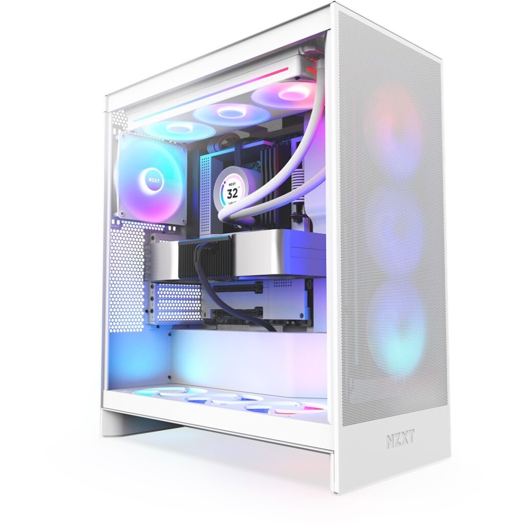 Kasa Nzxt H7 Flow(2024) White Rgb Tempered Glass Usb 3.2 Atx Mid Tower KKTC