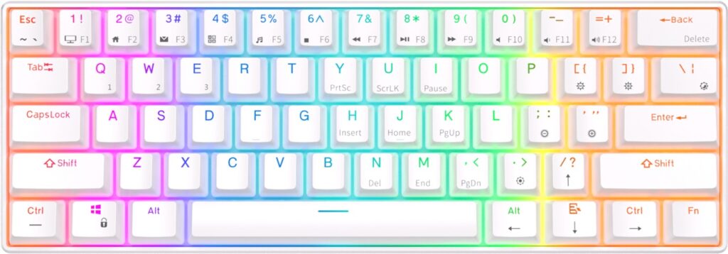 Klavye Royal Kludge Rk61 White Kablosuz Red Switch Us Layout KKTC