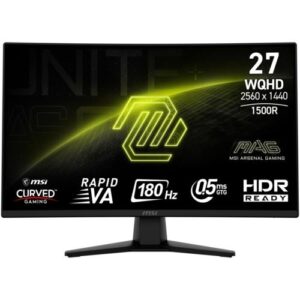 Msi 27" Mag 274Cqf Curved 1500R Va 0.5Ms 180Hz Wqhd 2560X1440 Siyah KKTC