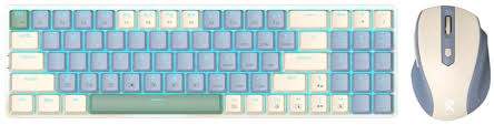 Redragon Bs-8772Cb Wireless Keyboard And Mouse – Cream/Blue Us Layout KKTC