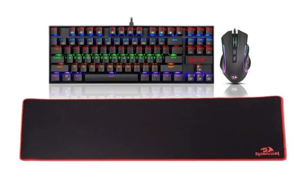 Redragon S116 Mouse+Mechanical Red Switch Us Keyboard+Mousepad Combo) Kktc
