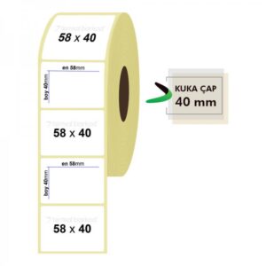 Rulo Kağit Termal Eti̇ket 58Mm X 40Mm 1125 Adet KKTC