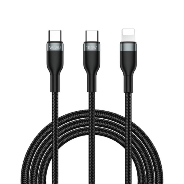 Şarj Kablosu Wiwu Concise Usb-C To Usb-C + Ip Wi-C029 2In1 Kktc