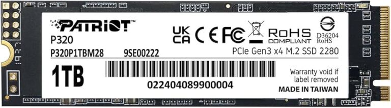 Ssd Patriot P320 1Tb 3300/2200Mb/S Nvme Pcie Gen 3X4 M.2 KKTC